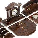 Настольный письменный набор с часами из природного камня обсидиана Competent Leader варинант исполнения - 4 | Loft Concept в Краснодаре