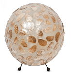 Настольная лампа из перламутра на металлическом каркасе Indonesian Circle варинант исполнения - 1 | Loft Concept в Краснодаре