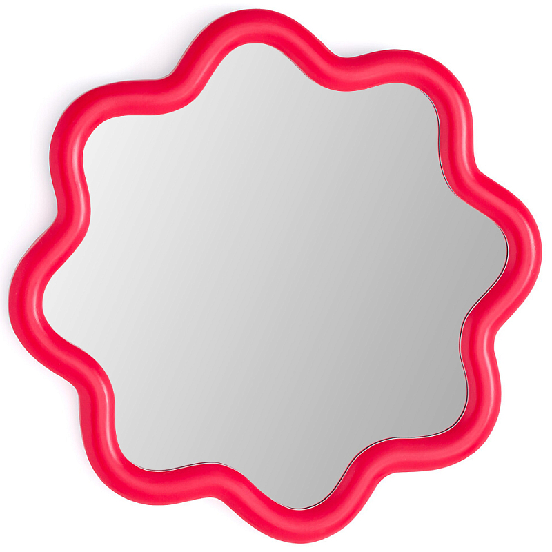 Настенное зеркало с волнистой рамой Mune Mirror Red Красный Настенное зеркало с волнистой рамой Mune Mirror Red Красный в Краснодаре | Loft Concept