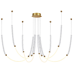 Люстра подвесная с 6-ю изогнутыми плафонами и белыми декоративными шариками PEARLS Suspension варинант исполнения - 4 | Loft Concept в Краснодаре