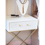 Приставной столик с выдвижным ящиком  White Table Carved Pattern варинант исполнения - 7 | Loft Concept в Краснодаре