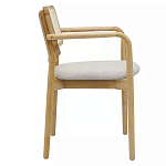 Стул обеденный с мягким сиденьем и спинкой из плетеного ротанга Wood and Textile Chair варинант исполнения - 2 | Loft Concept в Краснодаре