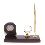 Настольный письменный набор с глобусом и ручкой из натурального обсидиана World Globe варинант исполнения - 1 | Loft Concept в Краснодаре