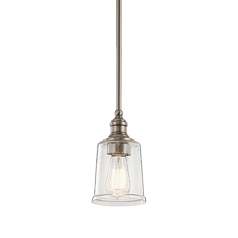 Подвесной светильник со стеклянным плафоном в форме колокола с эффектом пузырьков Kichler Олово Латунь Прозрачное Стекло в Краснодаре | Loft Concept 
