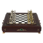 Шахматы в ларце из натуральных камней Долерит Малахит Мрамор Decorative Thematic Chess Русь варинант исполнения - 9 | Loft Concept в Краснодаре