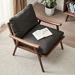 Кресло c каркасом из массива дерева и мягкой кожаной обивкой Walnut Armchair варинант исполнения - 2 | Loft Concept в Краснодаре