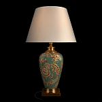 Настольная лампа бирюзовая с цветочным принтом Turquoise Flight варинант исполнения - 2 | Loft Concept в Краснодаре