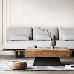 Дизайнерский журнальный стол квадратный с черным трапециевидным основанием Wokab варинант исполнения - 1 | Loft Concept в Краснодаре