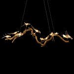 Люстра подвесная линейная с прозрачными стеклянными птичками на ветвях Serip Voa варинант исполнения - 7 | Loft Concept в Краснодаре