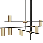 Люстра с 9-ю цилиндрическими плафонами цвета латунь TRIBES CHANDELIER варинант исполнения - 2 | Loft Concept в Краснодаре