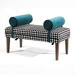 Банкетка Banquette PIED DE POULE с принтом гусиная лапка и синими подлокотниками  варинант исполнения - 2 | Loft Concept в Краснодаре