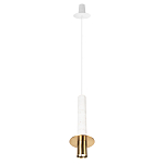 Подвесной светильник с узким цилиндрическим плафоном и золотым металлическим декором Concrete Pipe варинант исполнения - 11 | Loft Concept в Краснодаре