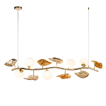 Люстра линейная на золотистом каркасе с белыми стеклянными плафонами Zest of Light варинант исполнения - 1 | Loft Concept в Краснодаре