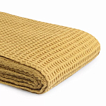 Плед из шерсти цвета охры с бахарамой Waffle Comfort варинант исполнения - 3 | Loft Concept в Краснодаре