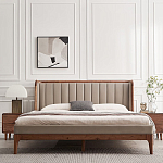 Кровать двуспальная с мягким изголовьем Moon Walnut Bed варинант исполнения - 3 | Loft Concept в Краснодаре