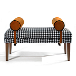 Банкетка Banquette PIED DE POULE Orange с принтом гусиная лапка Оранжевые валики варинант исполнения - 1 | Loft Concept в Краснодаре