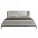 Кровать двуспальная серая с мягким изголовьем из экокожи и ткани Modern Look варинант исполнения - 3 | Loft Concept в Краснодаре