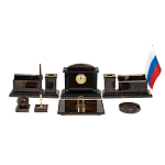 Настольный письменный набор с часами из природного камня обсидиана  Gift for Manager варинант исполнения - 1 | Loft Concept в Краснодаре