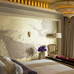 Обои ручная роспись в стиле Арт-деко Whistler Peacocks Special Colourway on 12 Carat White Gold gilded silk варинант исполнения - 1 | Loft Concept в Краснодаре