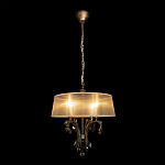 Люстра подвесная круглая с тканевым полупрозрачным абажуром и подвесками 4 лампы Gilded Elegance варинант исполнения - 1 | Loft Concept в Краснодаре