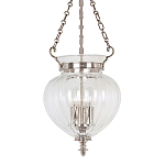 Подвесной светильник цвета никель с прозрачным ребристым стеклянным плафоном в классическом стиле Elstead Lighting варинант исполнения - 1 | Loft Concept в Краснодаре