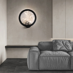 Светодиодное бра круглой формы с металлической рамой черного цвета Marble Glow варинант исполнения - 3 | Loft Concept в Краснодаре