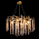 Люстра подвесная золотого цвета с разветвленными ветвями и прозрачными стеклянными подвесками Droplet Chandelier варинант исполнения - 3 | Loft Concept в Краснодаре