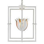 Люстра белая прямоугольная с абажурами в виде цветков тюльпана White Tulips варинант исполнения - 3 | Loft Concept в Краснодаре