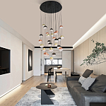 Люстра каскадная с черным круглым основанием 27 подвесов Celestial Waltz варинант исполнения - 5 | Loft Concept в Краснодаре