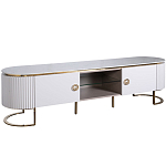 Тумба под телевизор белая овальная с мраморной столешницей Thoroughbass варинант исполнения - 1 | Loft Concept в Краснодаре