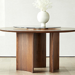 Стол обеденный круглый с двойной столешницей Walnut Wood Table варинант исполнения - 4 | Loft Concept в Краснодаре