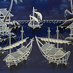 Картина ручная вышивка бисером Ночной пейзаж Night Boat Bay варинант исполнения - 4 | Loft Concept в Краснодаре