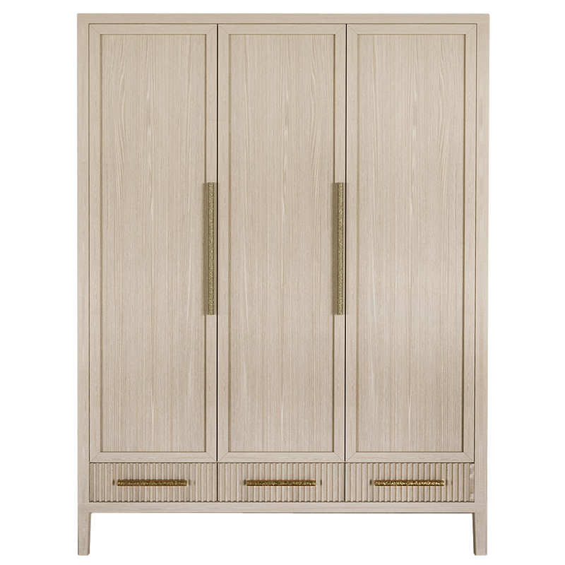 Большой Шкаф Primo Светлый дуб с 3 дверьми и 3 выдвижными ящиками Древесина Золотой в Краснодаре | Loft Concept 