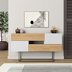 Комод c 2-мя белыми дверцами и 2-мя выдвижными ящиками цвета древесины EROS CONSOLE OAK WHITE варинант исполнения - 1 | Loft Concept в Краснодаре