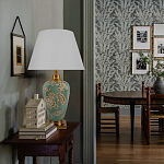 Настольная лампа бирюзовая с цветочным принтом Turquoise Flight варинант исполнения - 5 | Loft Concept в Краснодаре