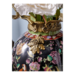 Ваза из фарфора черная с цветочной росписью и бронзовыми элементами Spring Garden варинант исполнения - 5 | Loft Concept в Краснодаре