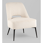 Кресло лаунж Бостон велюр рельефный молочный на черных ножках варинант исполнения - 1 | Loft Concept в Краснодаре
