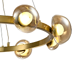 Люстра подвесная светодиодная с 9-ю круглыми плафонами коньячного цвета Iona Chandelier Brass  варинант исполнения - 3 | Loft Concept в Краснодаре