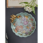 Блюдо из голубого фарфора с бронзовой птичкой Blue Garden варинант исполнения - 5 | Loft Concept в Краснодаре