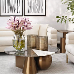 Дизайнерский журнальный стол с круглой столешницей на 3-х геометрических ножках Lehumod варинант исполнения - 3 | Loft Concept в Краснодаре