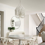 Люстра белая с несколькими ярусами деревянных палочек Bright Wooden Chandelier варинант исполнения - 6 | Loft Concept в Краснодаре