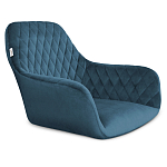 Барный стул со спинкой и подлокотниками на 4-х деревянных ножках Douglas Rhombus Синий Велюр варинант исполнения - 2 | Loft Concept в Краснодаре