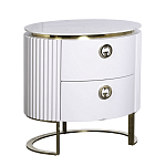 Тумбочка белая овальная с мраморной столешницей Thoroughbass варинант исполнения - 1 | Loft Concept в Краснодаре