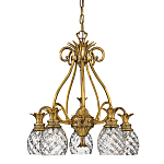 Люстра цвета латунь с 5-ю плафонами из рельефного стекла в форме ананаса Hinkley варинант исполнения - 1 | Loft Concept в Краснодаре