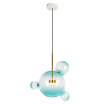 Подвесной светильник с прозрачными бирюзовыми стеклянными шарами и золотыми деталями Диаметр 43 Giopato & Coombes варинант исполнения - 1 | Loft Concept в Краснодаре
