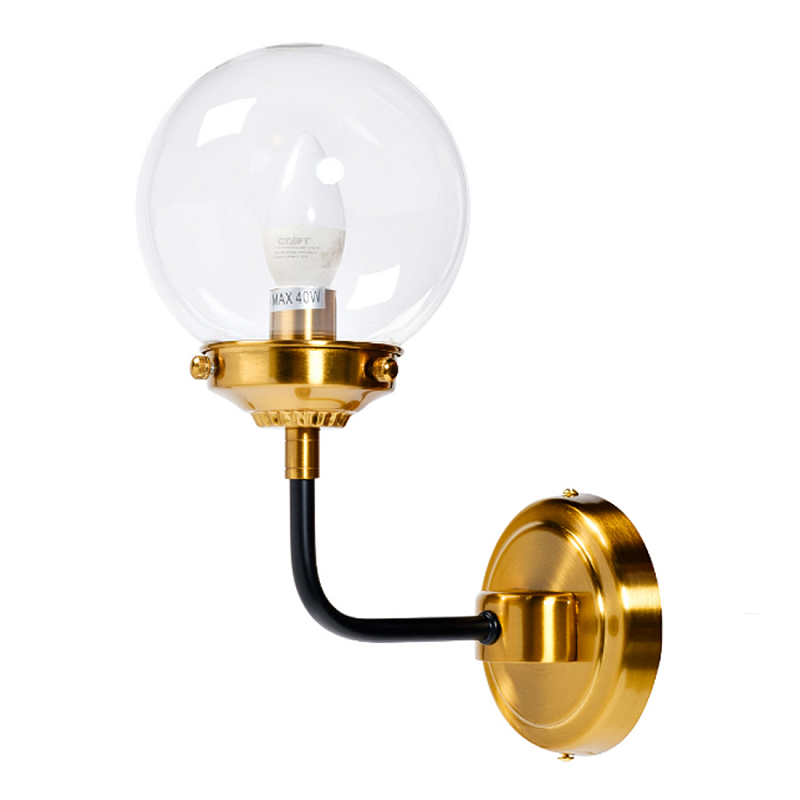 Бра БИСТРО Globe Clear Glass Single Sconce Brass  в Краснодаре | Loft Concept 