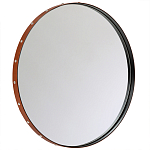 Зеркало овальное в металлической раме с кожаной отделкой Loft in Reflection варинант исполнения - 1 | Loft Concept в Краснодаре
