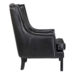 Кресло из натуральной кожи на 4-х деревянных ножках из массива бука Daniel Leather Armchair black варинант исполнения - 2 | Loft Concept в Краснодаре