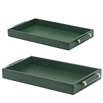 Комплект из двух прямоугольных подносов зеленого цвета Serpent варинант исполнения - 2 | Loft Concept в Краснодаре