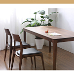 Стул деревянный с мягким сиденьем из черной натуральной кожи Moon Walnut Furniture варинант исполнения - 1 | Loft Concept в Краснодаре